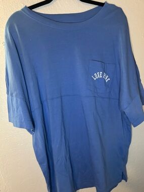 PINK Victoria's Secret Blue Floral Logo Tee